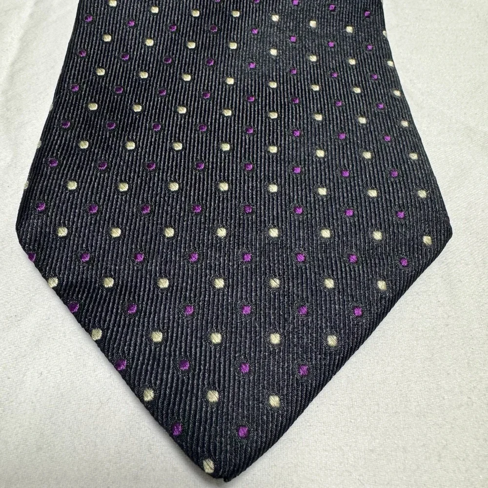 Tommy Hilfiger Tie Purple And Gold Dots Men's 100% Silk